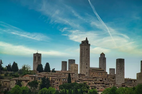 Uitzicht Het Dorp San Gimignano Provincie Siena Met Zijn Oude — Stockfoto