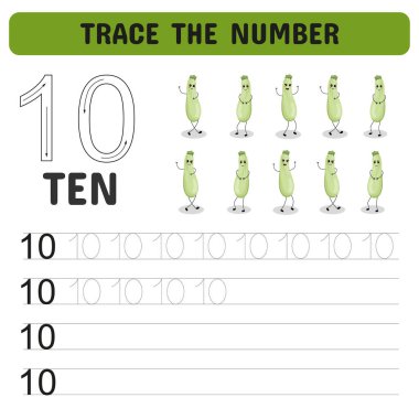 Kabak Karakterleri ile 10 Numaralı İzleme Çalışma Kağıdı