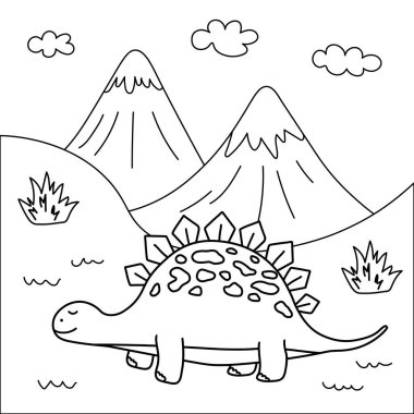 Çocuklar için Stegosaurus Dinozor Renklendirme Sayfası