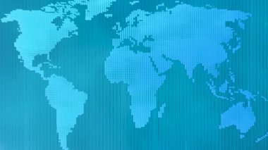 Soyut fraktal cam dünya haritasının parlayan gradyan arka planı, küresel bağlantıların modern dijital görselleştirilmesi, teknoloji, veri ve tema için geleceksel tasarım, 3d