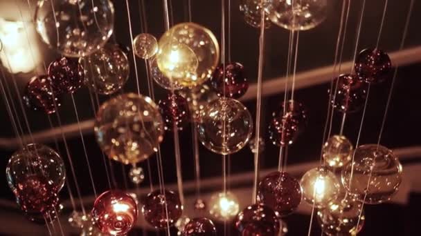 Chandelier close up lighting in room — Stock Video