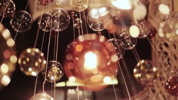 Chandelier of glass with reflections — Stock Video