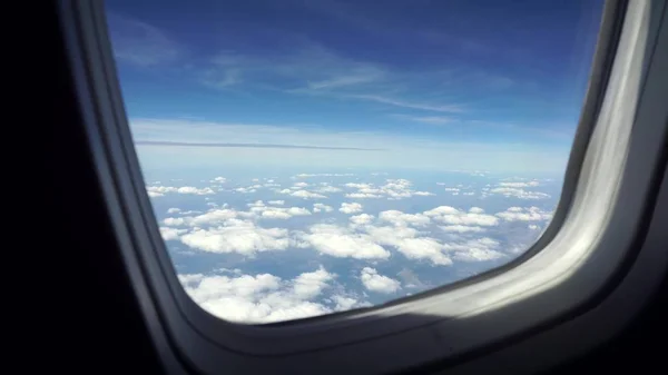 View Through an Airplane Window. Traveling By Air. — Stock Photo, Image