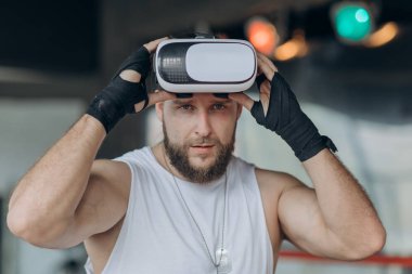 Vr 360 Kulaklık eğitim sanal gerçeklik kavga yumruklar boksör kapatın