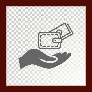 M-cüzdan ve para, vektör çizim insan eliyle 