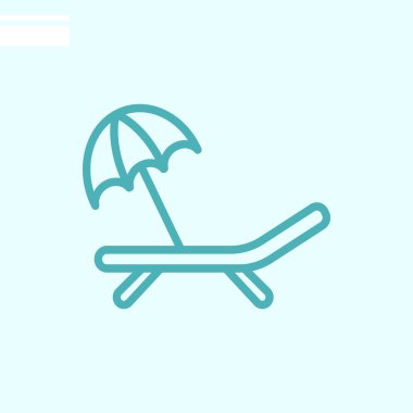  şezlong ve şemsiye web simgesi. Vektör çizim 