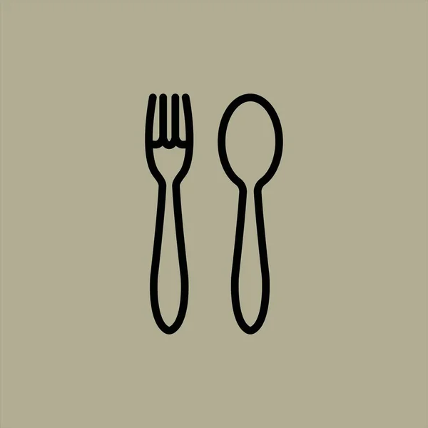 Tenedor Cuchara Icono Vector Ilustración — Archivo Imágenes Vectoriales