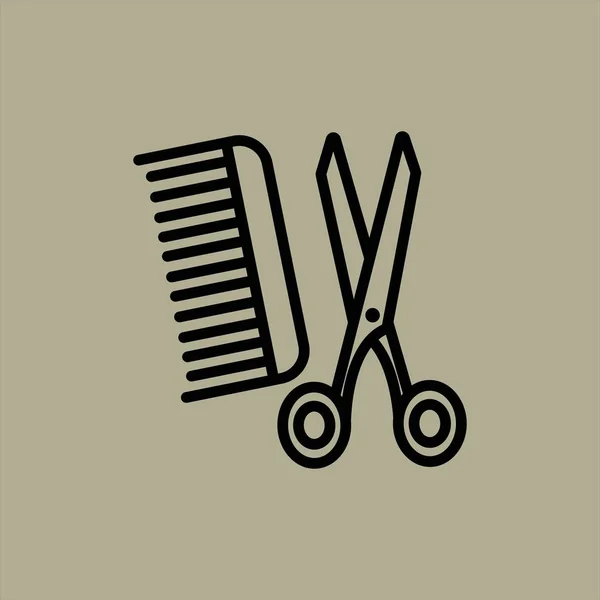 Haarbürste Und Schere Icon Vektor Illustration — Stockvektor