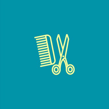 saç fırçası ve makas simge vektör çizim 