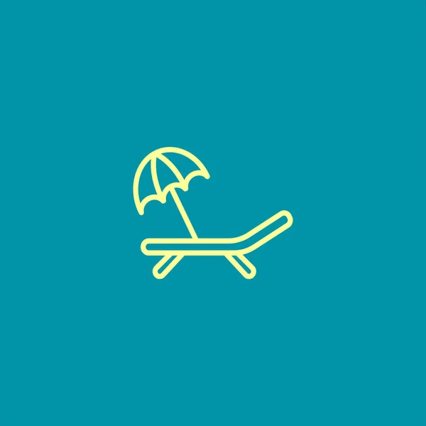 Beach bed and umbrella icon — Stock Vector