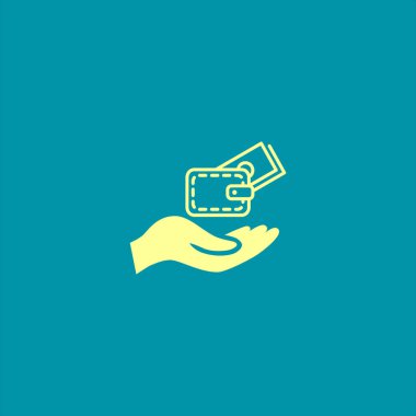 m-cüzdan para simgesi ile tutan el