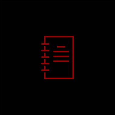 minimalist düz vektör defter app simgesi siyah arka plan üzerine