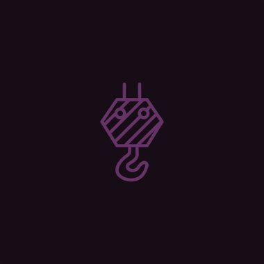 Sanayi kavram bina siyah arka plan, minimalist düz vektör simgesine