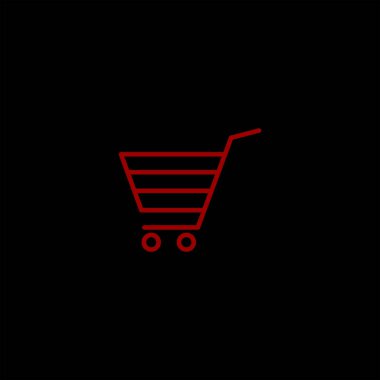 siyah arka plan, konsept alışveriş minimalist düz vektör simgesine