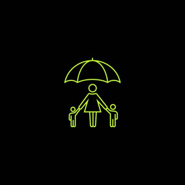 minimalist düz vektör app simgesi siyah arka plan, Aile kavramı üzerine