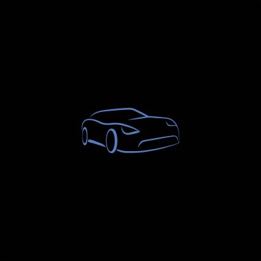 Siyah arka plan üzerine araba simge vektör çizim