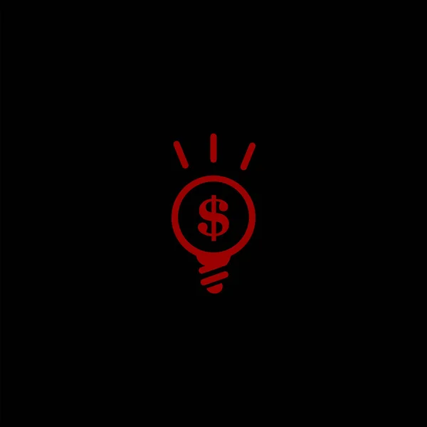 Minimalistic Flat Vector Bulb Dollar Sign Icon Black Background — Stock Vector
