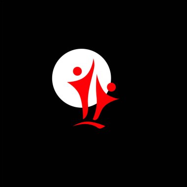 minimalist düz insanlar siyah arka plan üzerine simge vektör