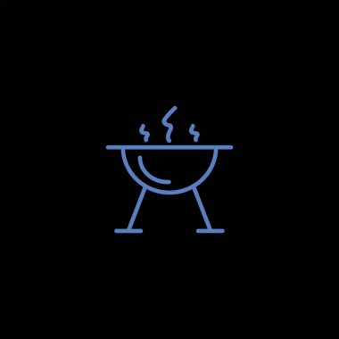 minimalist düz vektör simge siyah arka plan, kavram hiking