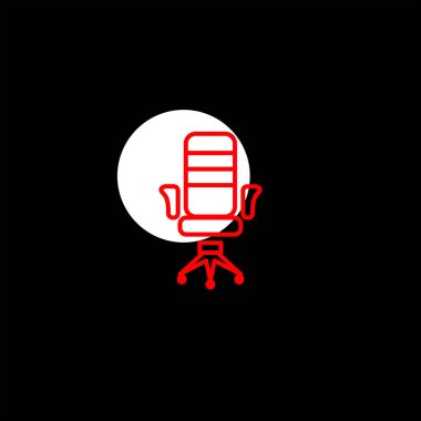 minimalist düz vektör app sandalye simge siyah arka plan üzerine