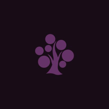 Bitki ve ağaç siyah arka plan üzerine vektör çizim