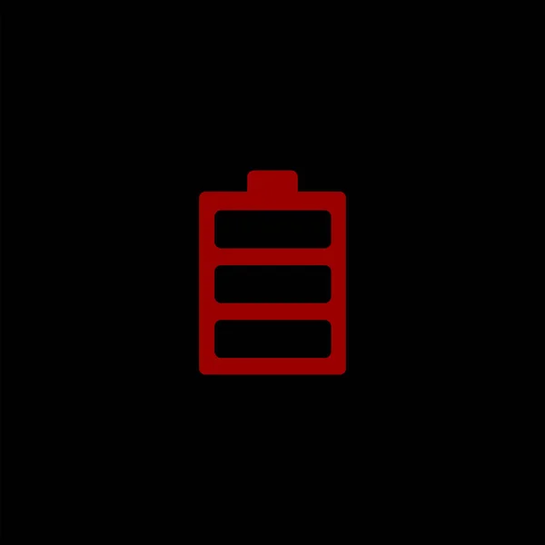 Icône Vecteur Batterie Plate Minimaliste Sur Fond Noir — Image vectorielle