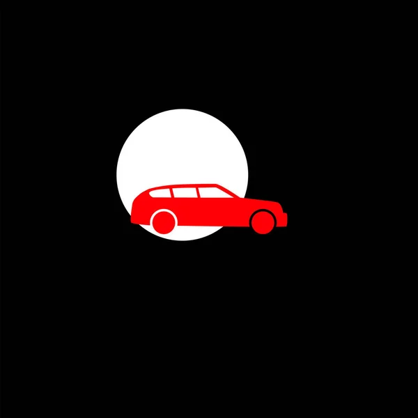 Ilustración Vectorial Del Icono Del Coche Sobre Fondo Negro — Vector de stock