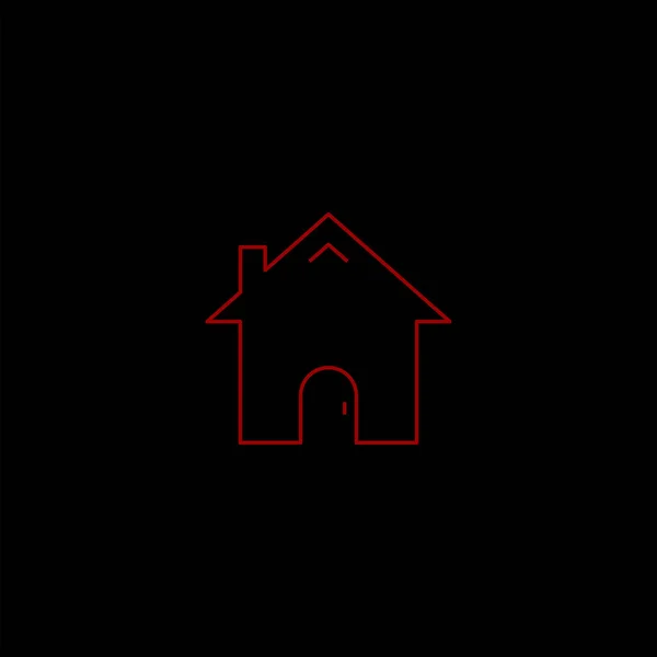 简约的平面向量房子应用程序图标上的黑色背景 — 图库矢量图片