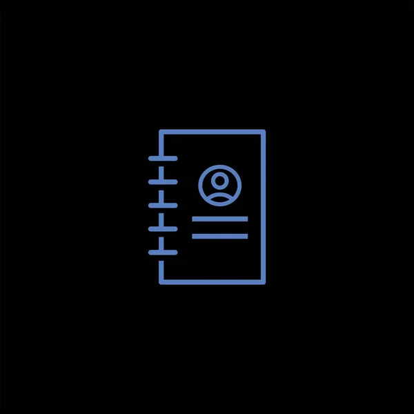 黒い背景にミニマルなフラット ベクトル ノート アプリのアイコン — ストックベクタ