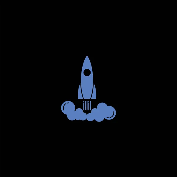 Vector Illustration Rocket Black Background — Stock Vector