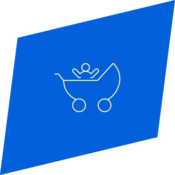 Minimalistic Flat Vector Child Stroller App Icon Black Background — Stock Vector