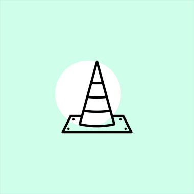 trafik koni düz vektör simge renkli arka plan üzerinde