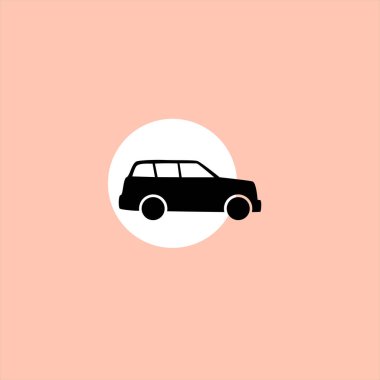 pembe bir arka plan üzerinde siyah araba simgesi