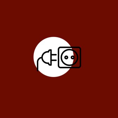 renkli arka plan üzerinde yuva ve fiş düz vektör simgesi