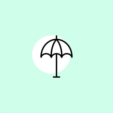 şemsiye düz vektör simge renkli arka plan üzerinde