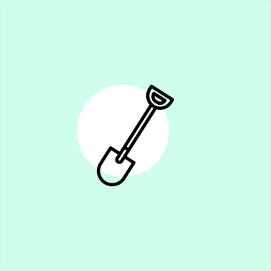renkli arka plan üzerinde kürek düz vektör simgesi