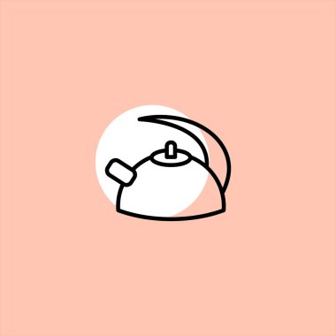 çaydanlık düz vektör simge renkli arka plan üzerinde