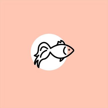 Balık düz vektör simge renkli arka plan üzerinde