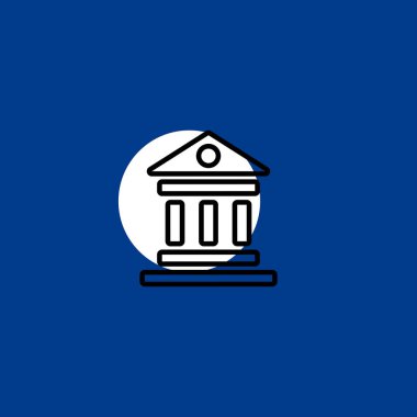 renkli arka plan üzerinde düz vektör simgesi bina banka