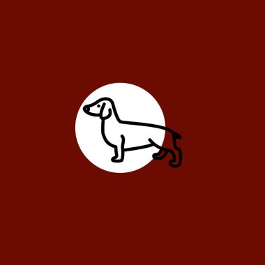 Dachshund Köpek düz vektör simge renkli arka plan üzerinde