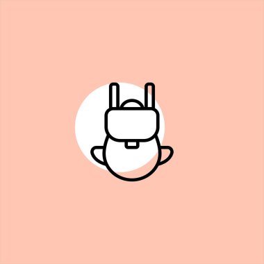 sırt çantası düz vektör simge renkli arka plan üzerinde