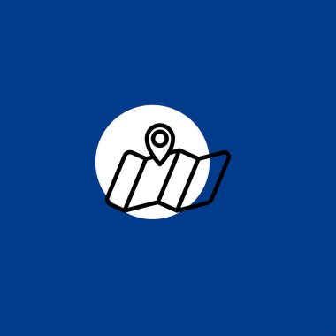 renkli arka plan harita ve işaretçi düz vektör simgesine