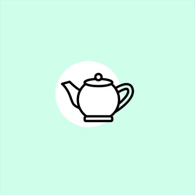 çaydanlık düz vektör simge renkli arka plan üzerinde