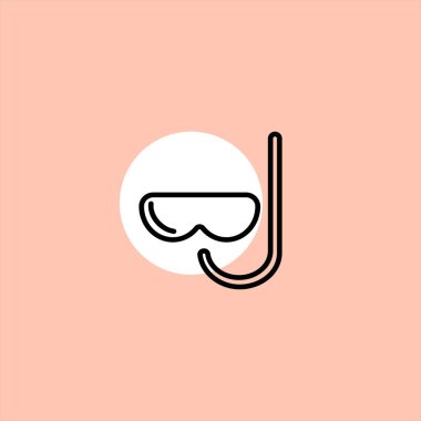 renkli arka plan üzerinde maske ve tüp düz vektör simgesi