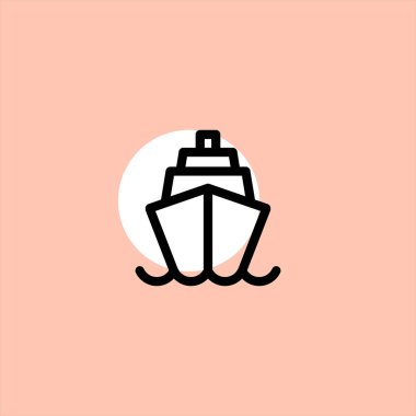 gemi düz vektör simge renkli arka plan üzerinde seyir