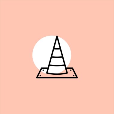 trafik koni düz vektör simge renkli arka plan üzerinde