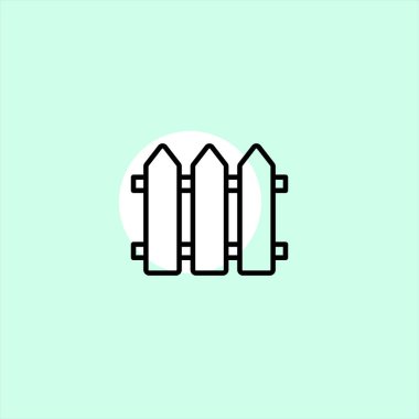 çit düz vektör simge renkli arka plan üzerinde