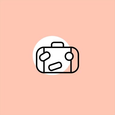 bavul düz vektör simge renkli arka plan üzerinde