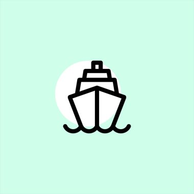 gemi düz vektör simge renkli arka plan üzerinde seyir