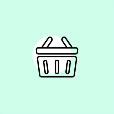 alışveriş sepeti düz vektör simge renkli arka plan üzerinde